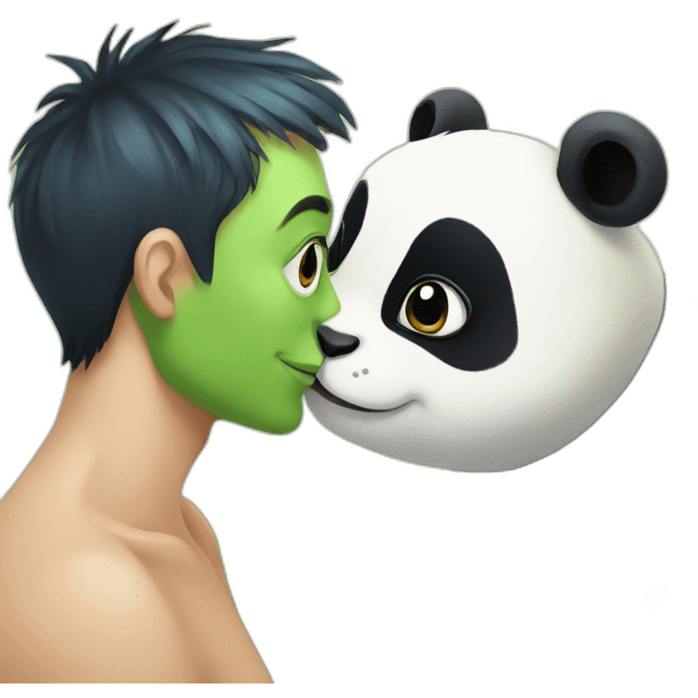 frog kissing a panda emoji