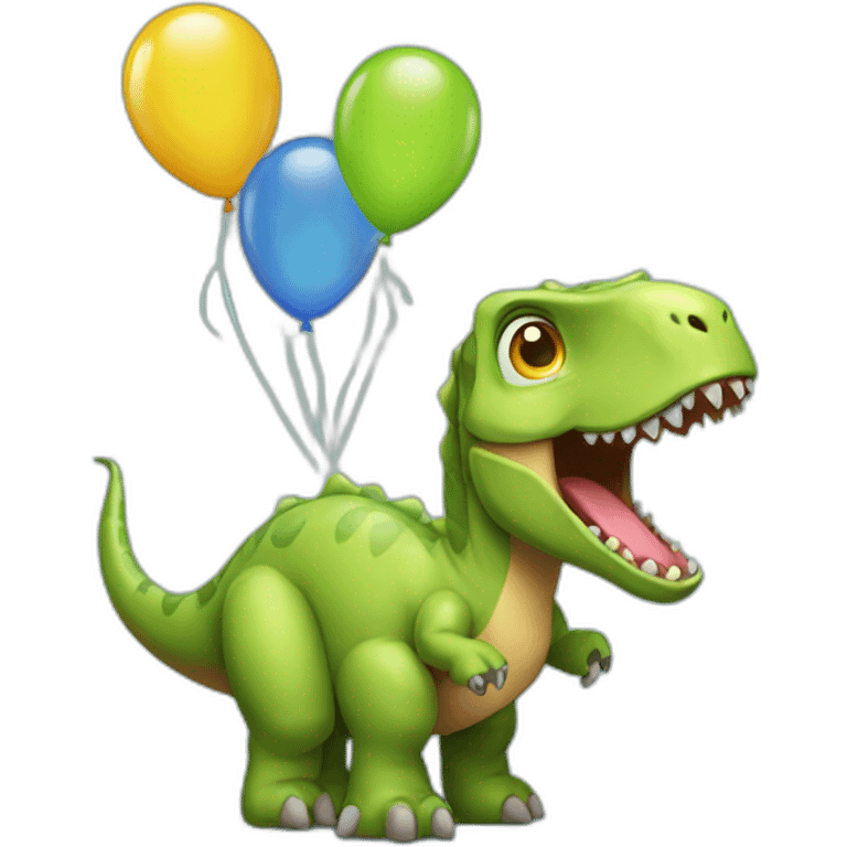 dinosaur with baloons emoji