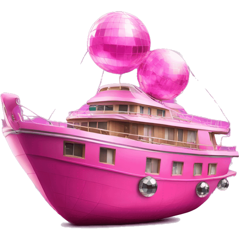 Large Pink Party Boat Realistic With Disco Ball emoji