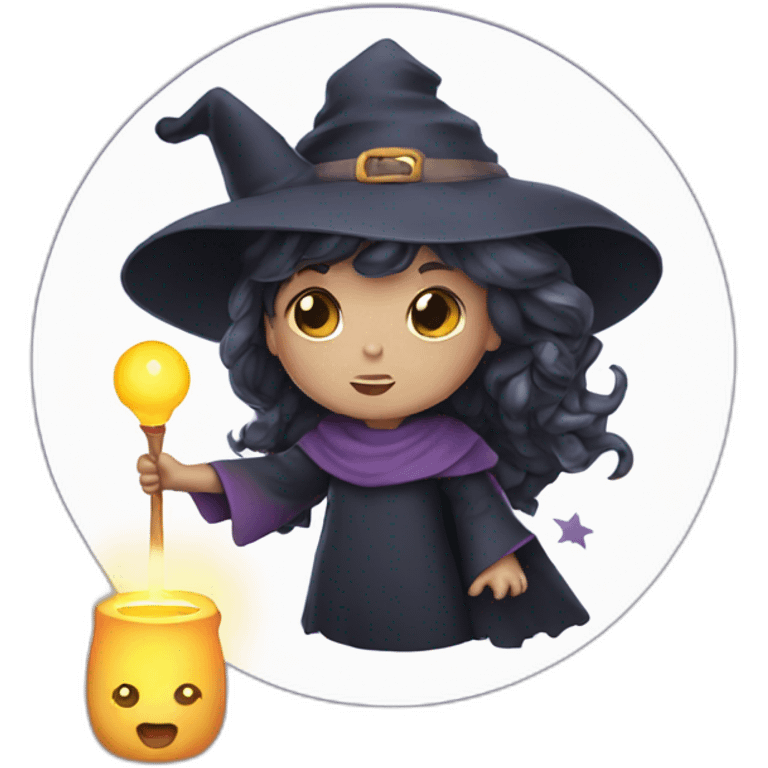 cute witch holding a light emoji