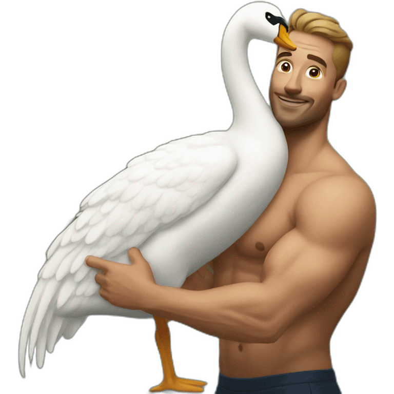 man flexing with a swan emoji