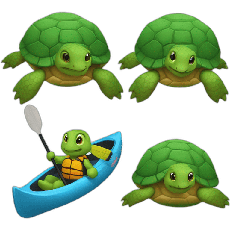 Une tortue qui fait du kayak emoji