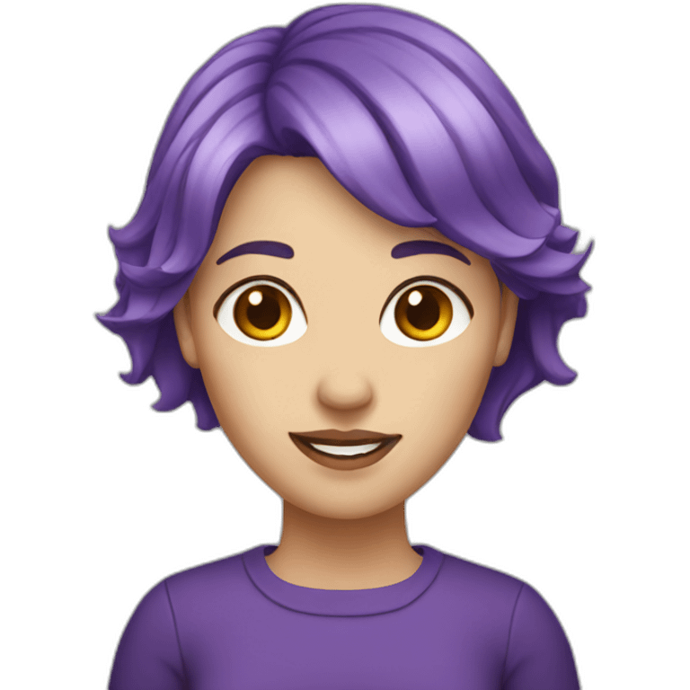 white woman with short purple hair emoji