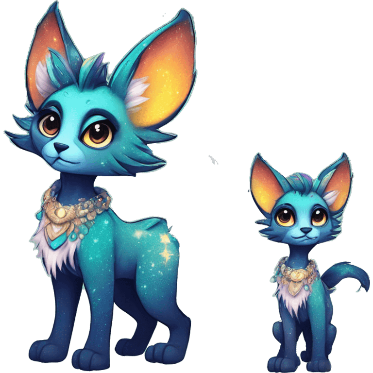 Cool cute Kawaii edgy fantasy animal sparkle fursona Fionbri creature by griffsnuff & LiLaiRa & Falvie full body emoji