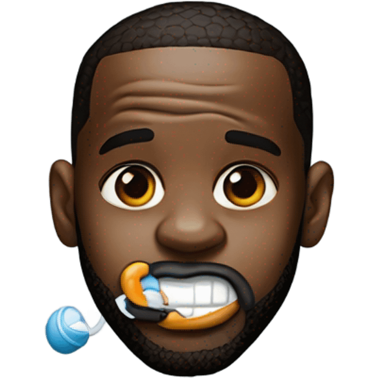 LeBron James with the pacifier in his mouth emoji