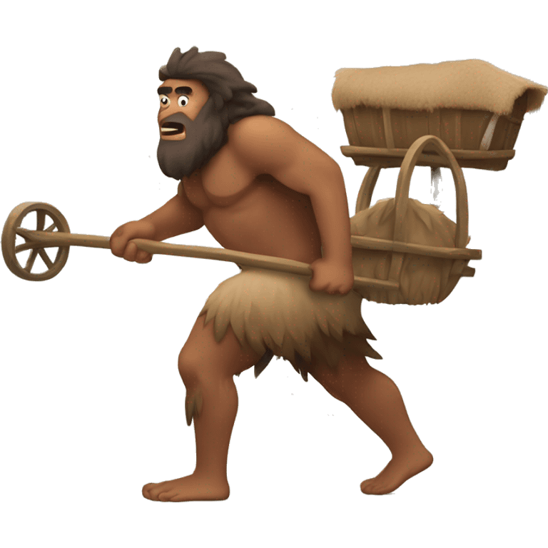 caveman pulling cart on his back emoji