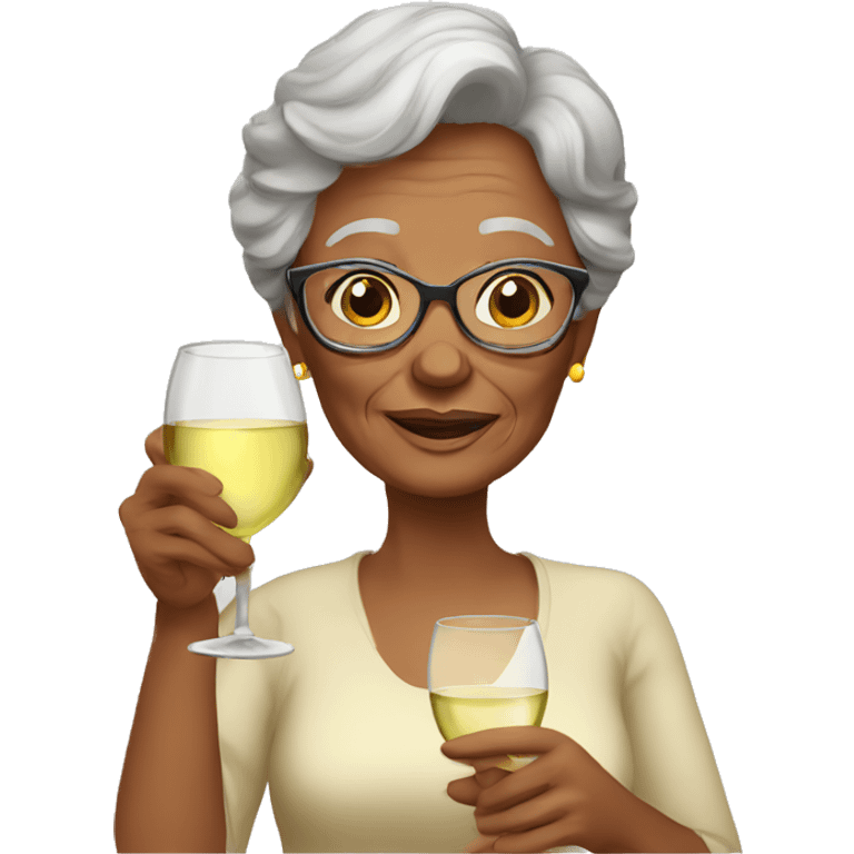 grandmother with a glass of white wine emoji