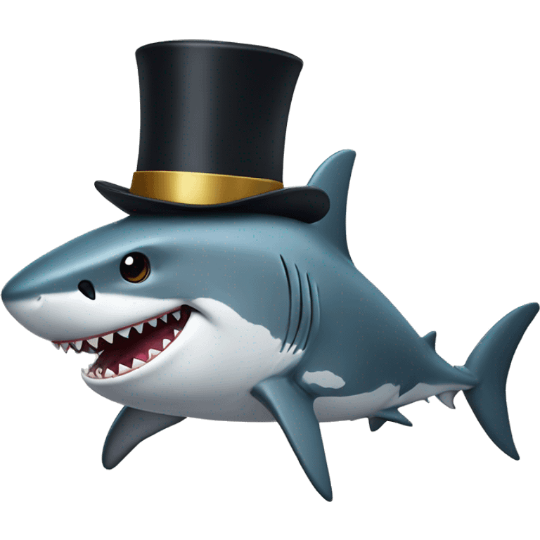 Shark with a top hat emoji