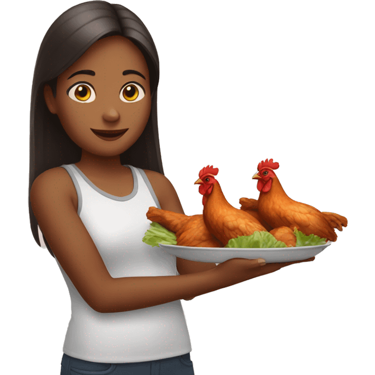 a girl holding two chicken wings emoji