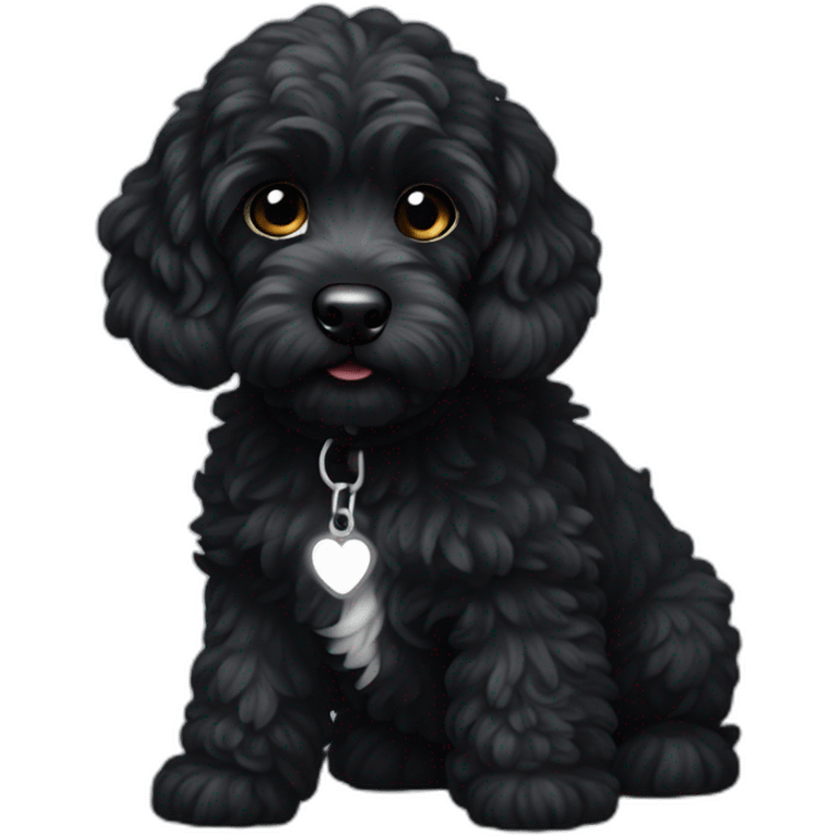 Black cockapoo with white flash on chest emoji