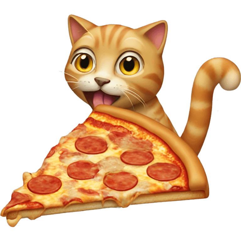 Cat eating pizza emoji