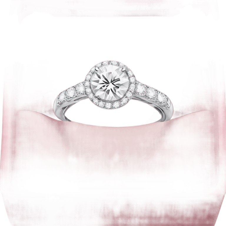 luxury all white diamond ring inside light pink elegance box emoji