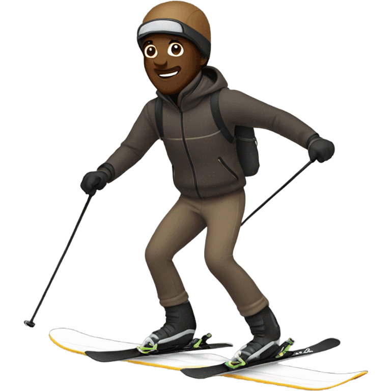 Man with brown skin on skis emoji