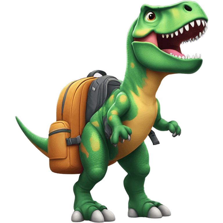 T rex with boots and a backpack  emoji