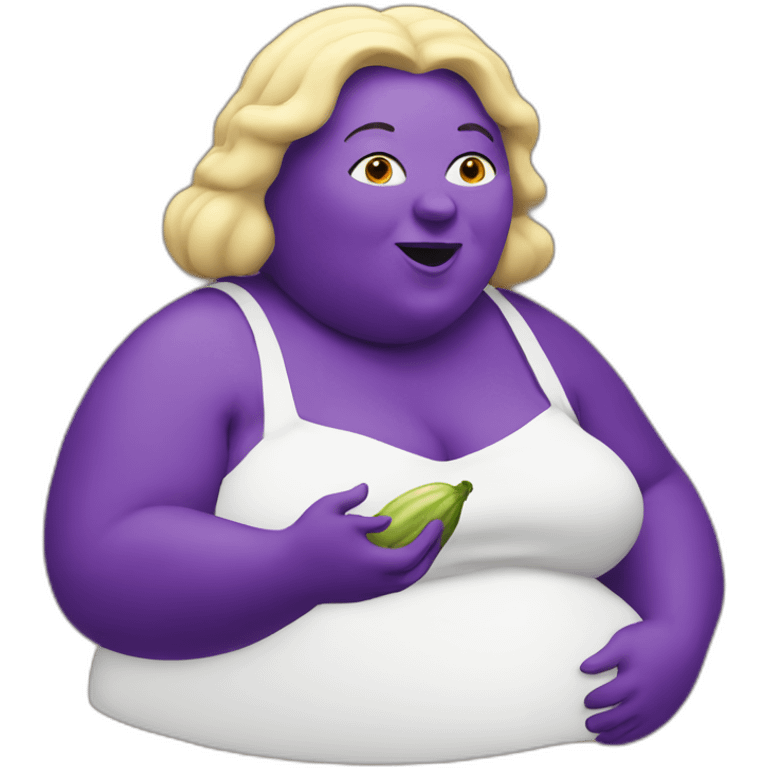 Fat lady eating an aubergine emoji