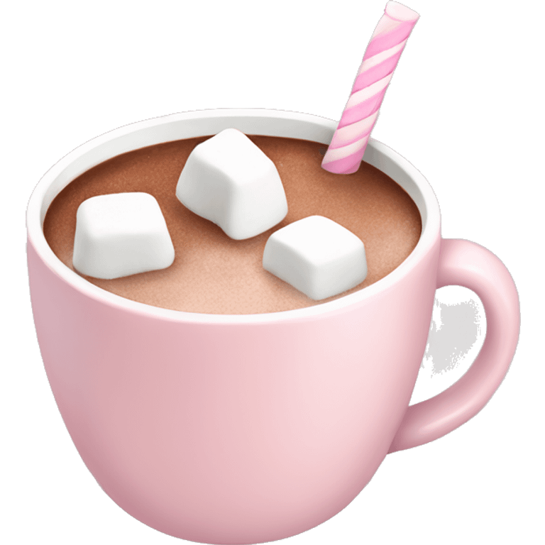 Light Pink mug of hot chocolate with marshmallows  emoji