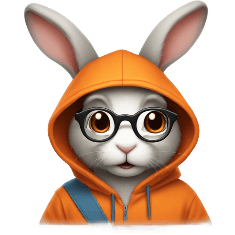  it specialist rabbit with glasses orang hoodie emoji