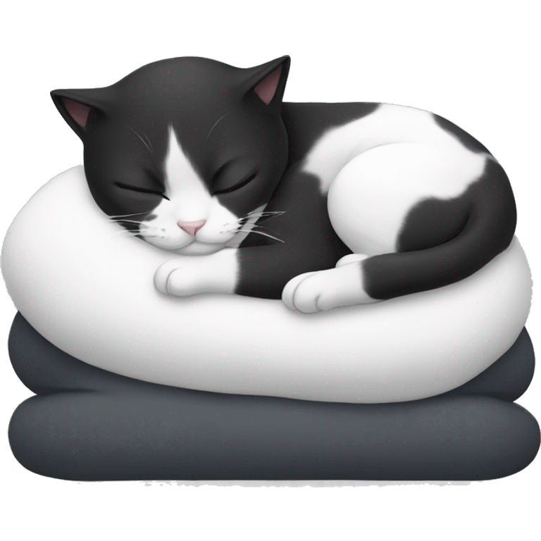 Black with white cat is sleeping  emoji