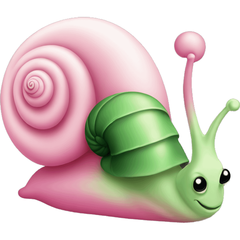 Classy pink and green snail with no eyes emoji