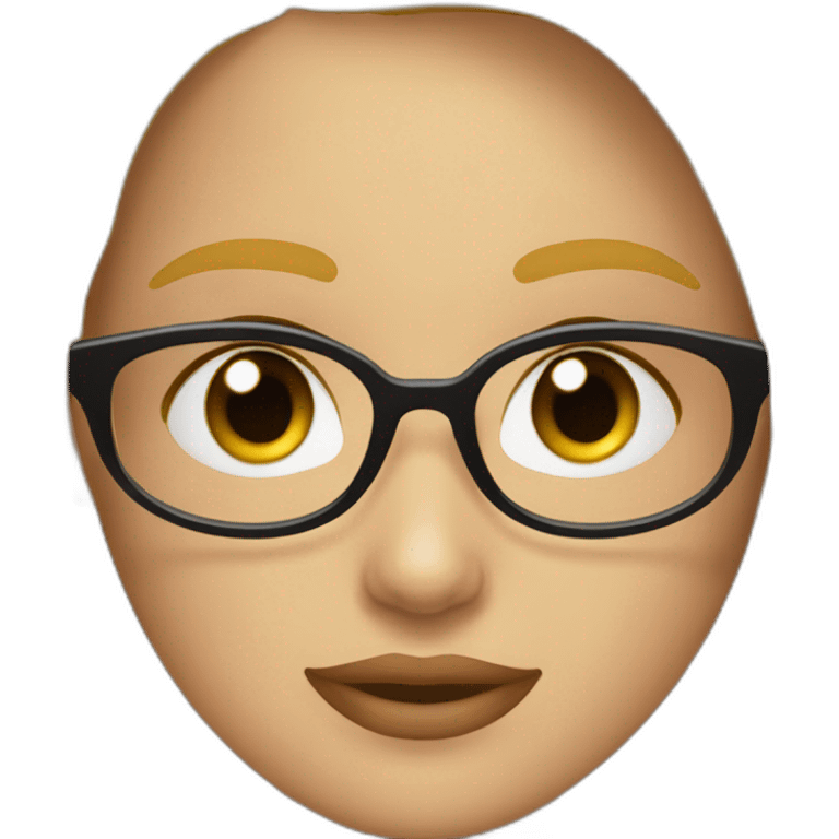 chica rubia con pelo largo ondulado, con ojos azules, labios rojos y gafas negras emoji