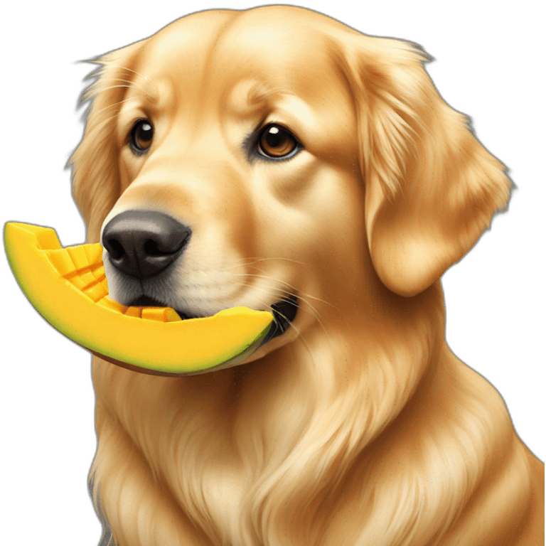 golden retriever eat mango emoji