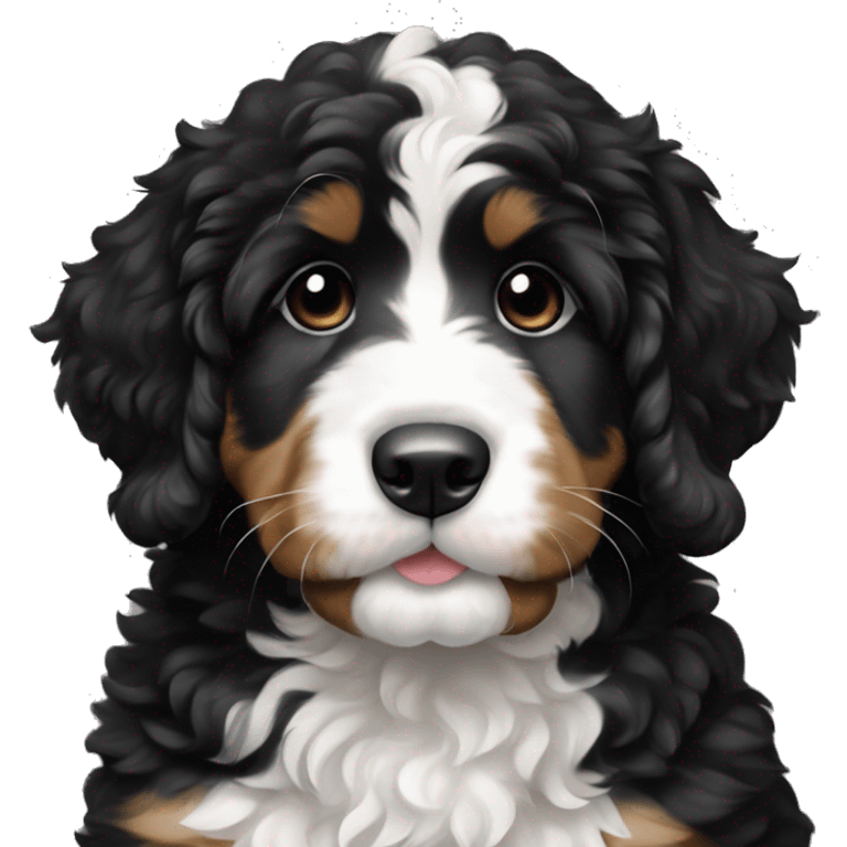 Black and white bernedoodle puppy emoji