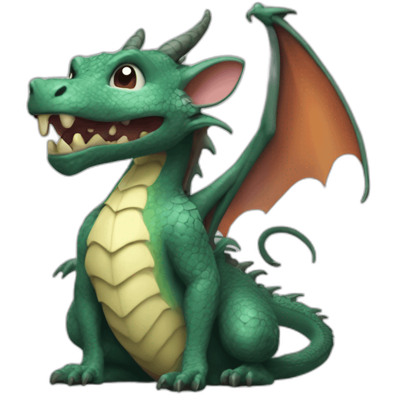 Une souris sur le dos d'un dragon emoji