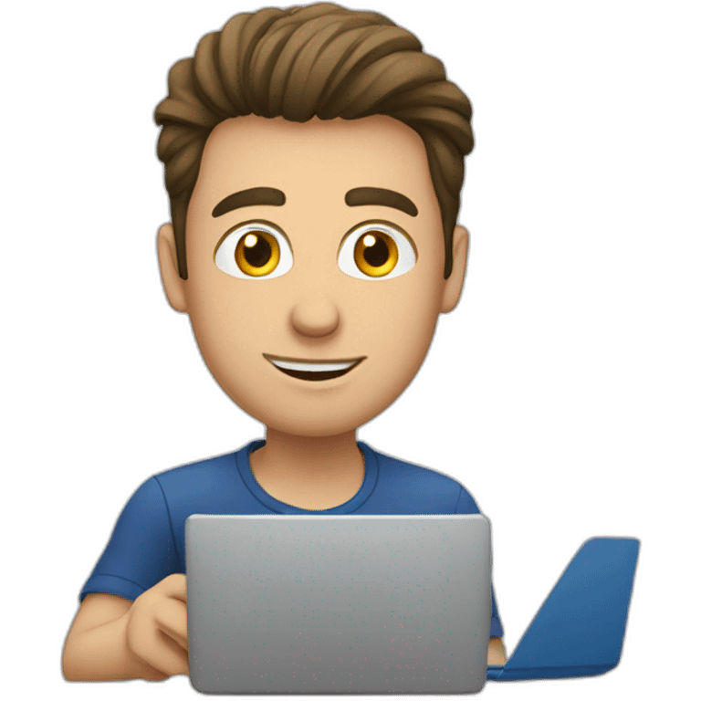 european guy using laptop emoji