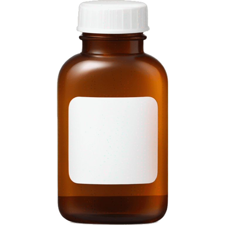 Singular Amber colored pill bottle with a plain white label emoji