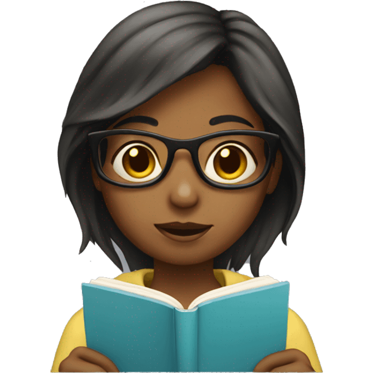 Girl with glasses reading  emoji