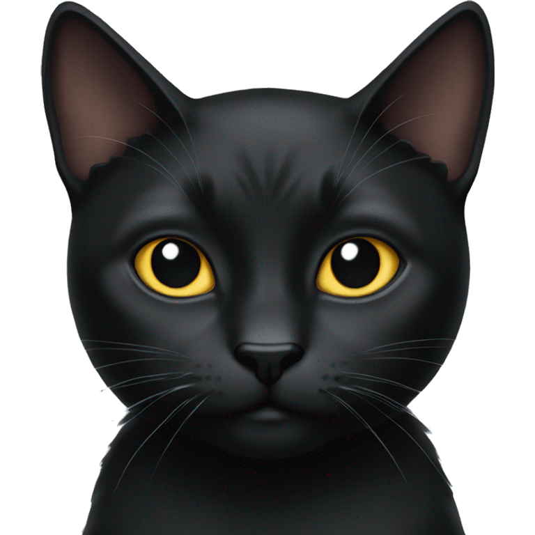 Black cat with small folded ears  emoji