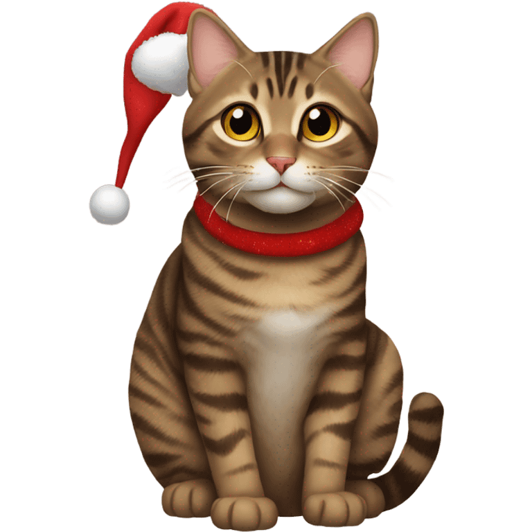 Cute brown tabby cat at a Christmas party  emoji