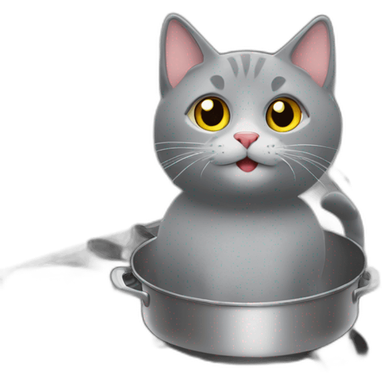 Gray cat on the stove for cooking emoji