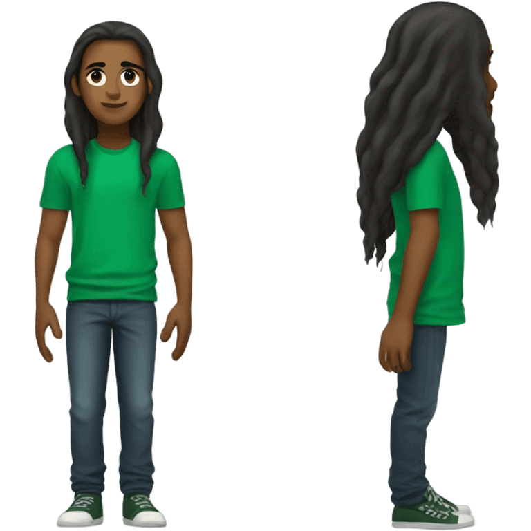 Squid game player in Long hair and green t shirt emoji