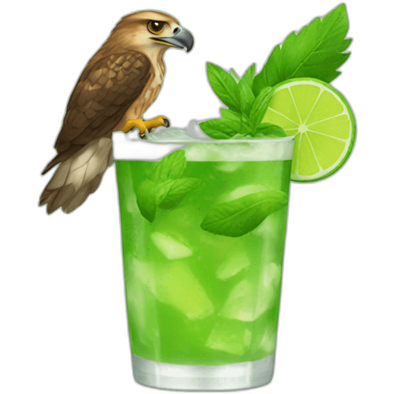 hawk drinking mojito emoji