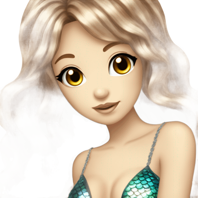 mermaid hime gyaru girl, scales, brown hair emoji