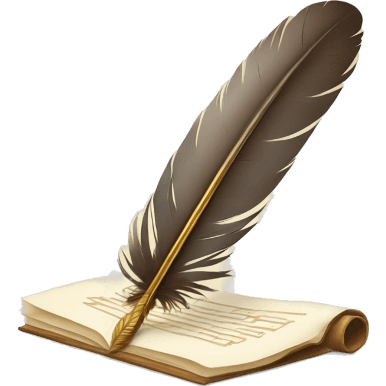 a feather quill and an open SCROLL emoji