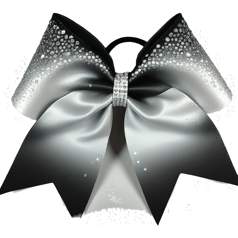 A black and gray ombre cheer bow with lots of rhinestones emoji