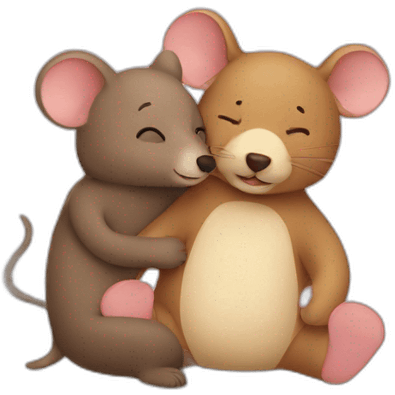 Mouse and bear cuddling emoji