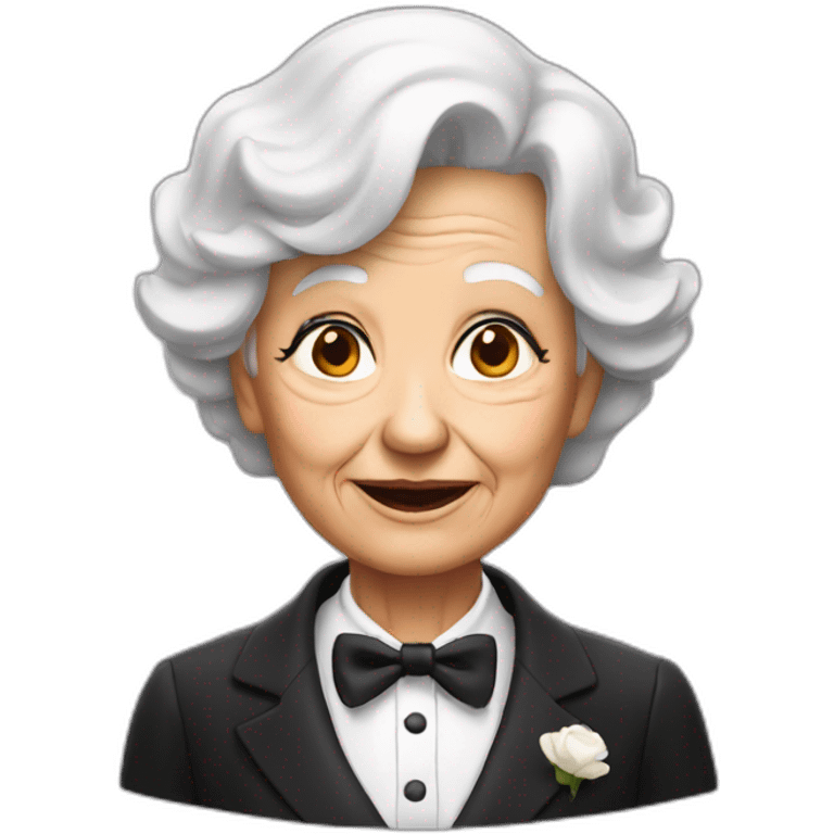 old woman in a tuxedo emoji