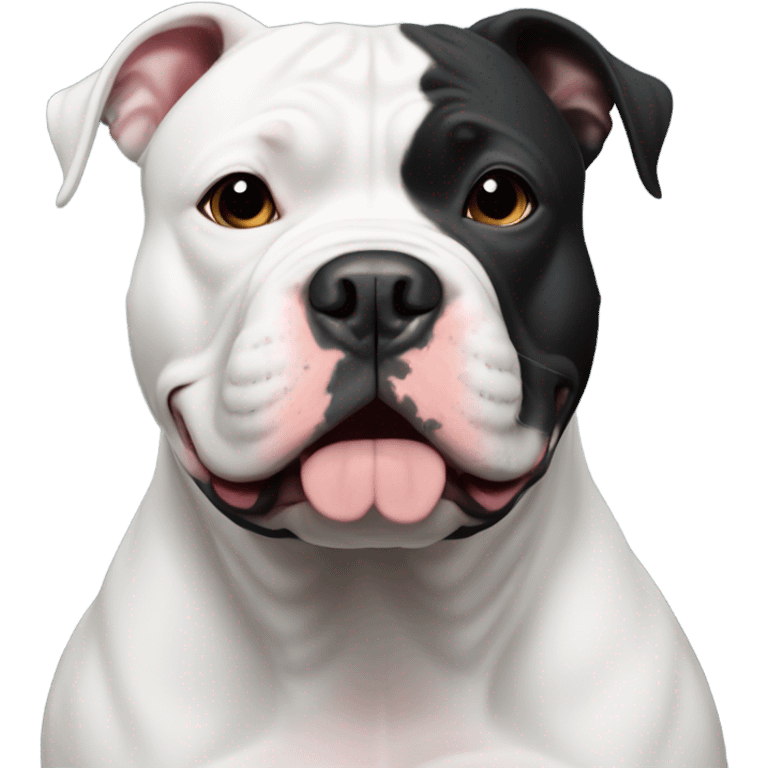 Black American Bully with a white chest marking emoji