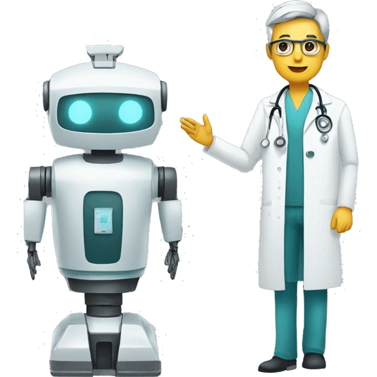 A doctor next to a robot emoji