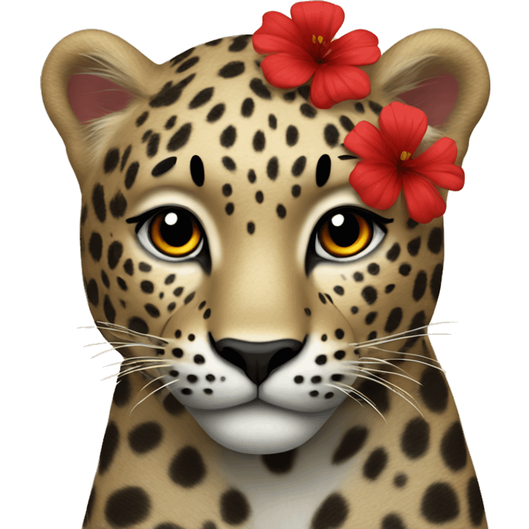 Leopard with red flowers emoji