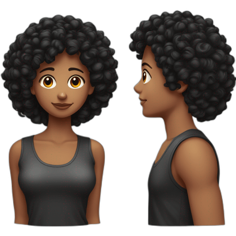 Fille avec cheveux rouge et garçon avec cheveux bouclé noir emoji