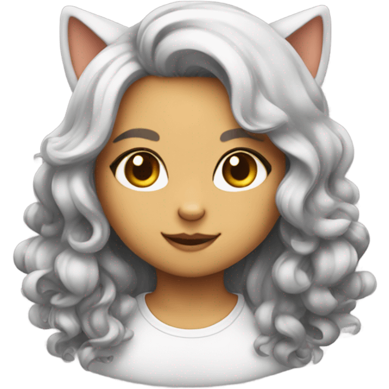 cutegirl cat with perfect hair emoji