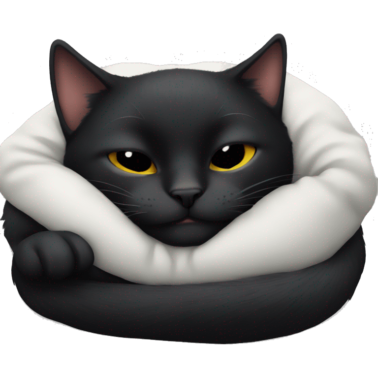 black cat sleeping  emoji