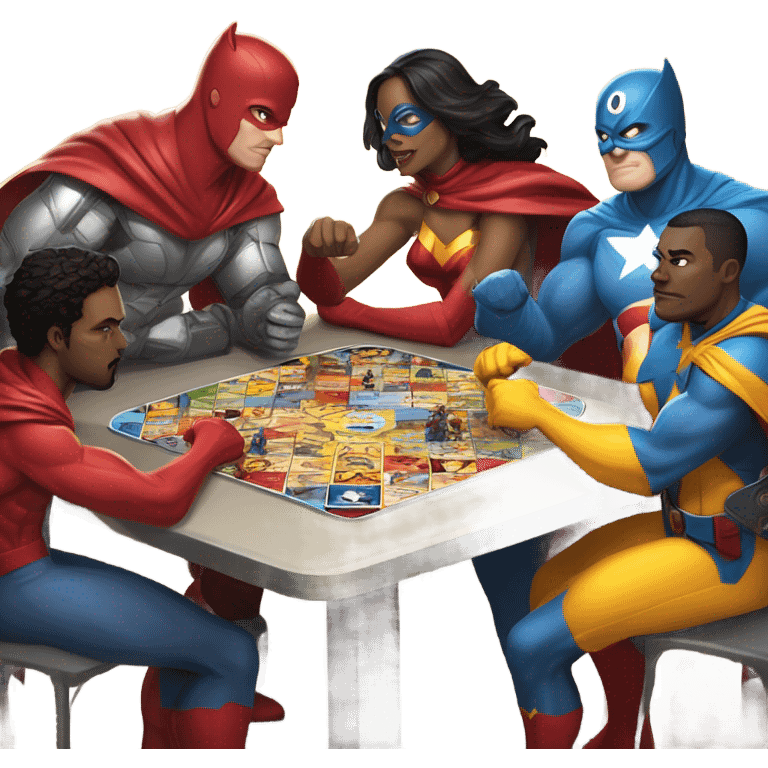 Superheroes playing board games emoji