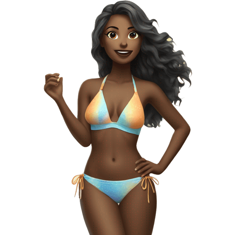 beachside beauty in bikini emoji