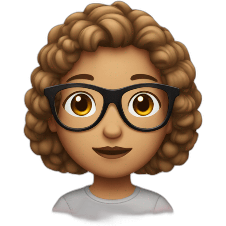 girl with bro2n hair and black round glasses emoji