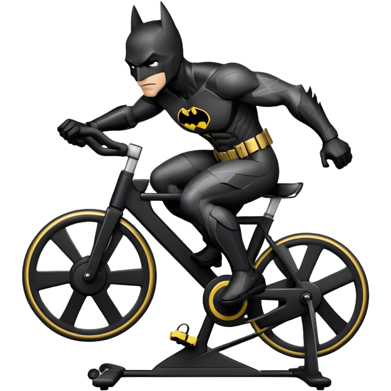 black Batman suit on a spinning bike emoji